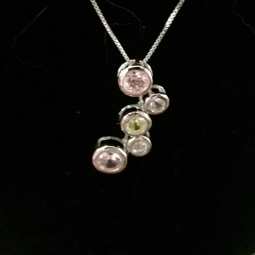 18" sterling silver chain with  cz "bubbles "